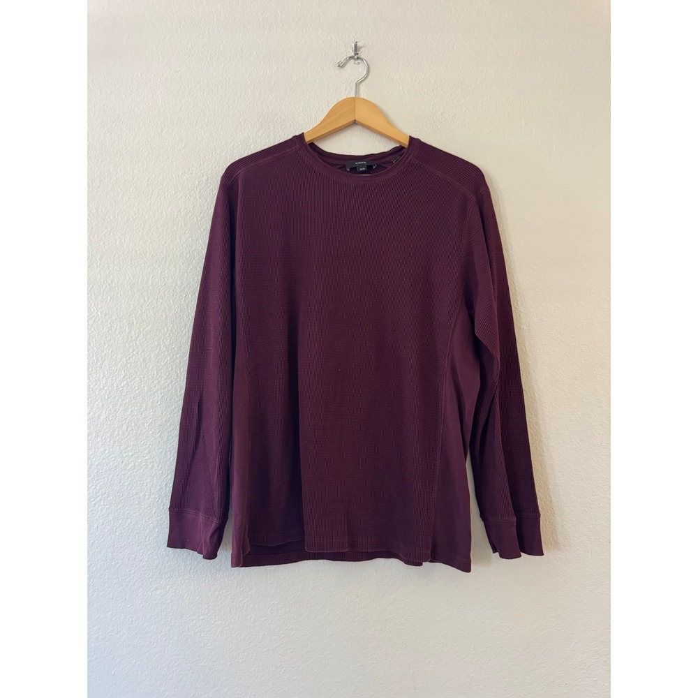 Vince Thermal Shirt Waffle Knit Pima Cotton XL Burgundy Maroon Long Sleeve Mint‎